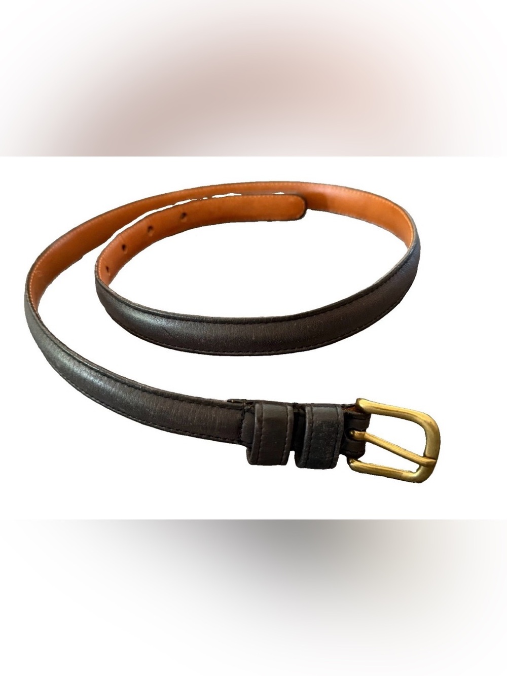 Vintage Coach Women’s Black Leather Belt with Brass Buckle, Sz 30